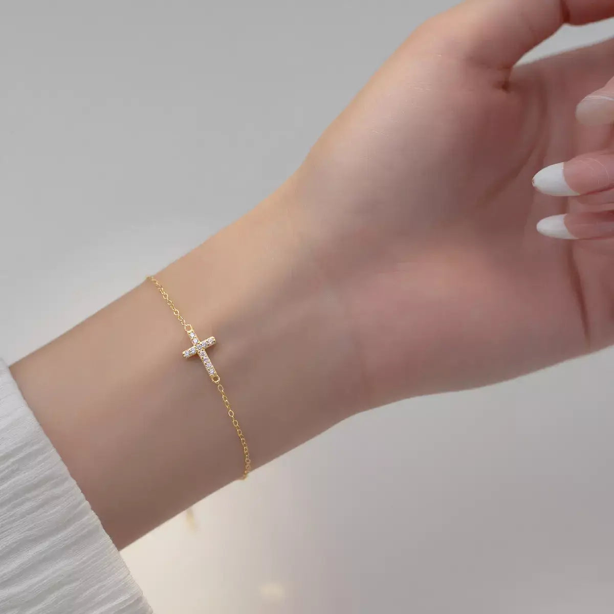 Pulseira Cruzada Feminina Prata Esterlina