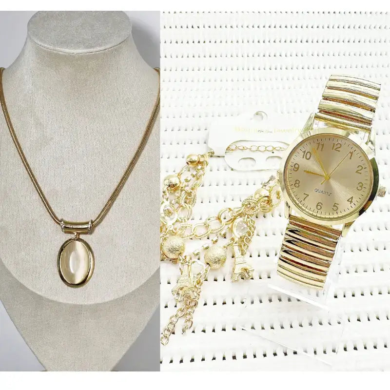 relógio com pulseira mais colar de brinde