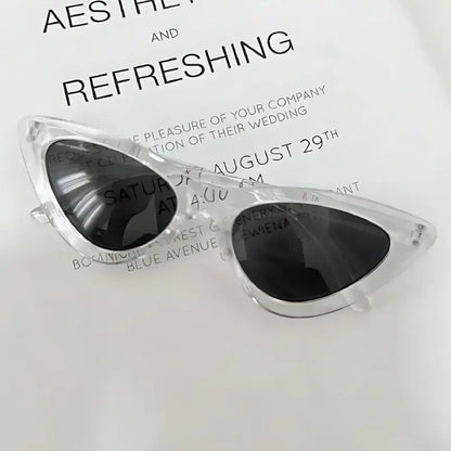  Óculos com proteção UV transparente e lentes pretas estilo felino