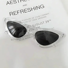  Óculos com proteção UV transparente e lentes pretas estilo felino