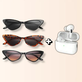 3 óculos com proteção UV Mas fone Bluetooth